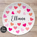  Personalized Hearts Design Custom Plate | Valentine Family Gift for Kids