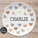  Personalized Hearts Design Custom Plate | Valentine Family Gift for Kids
