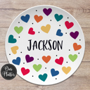  Personalized Hearts Design Custom Plate | Valentine Family Gift for Kids