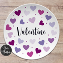  Personalized Hearts Design Custom Plate | Valentine Family Gift for Kids