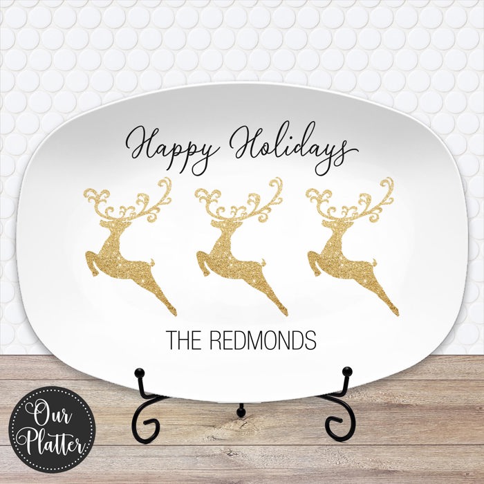 Personalized Holiday Platters | Christmas | Hanukkah | Winter Festive | Snowflake Platter
