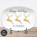 Platter + Plate Stand Reindeer Personalized Holiday Platters | Christmas | Hanukkah | Winter Festive | Snowflake Platter