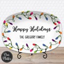 Platter + Plate Stand Lights Personalized Holiday Platters | Christmas | Hanukkah | Winter Festive | Snowflake Platter