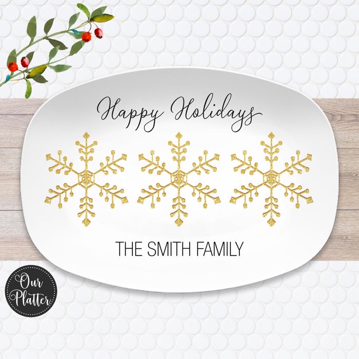 Personalized Holiday Platters | Christmas | Hanukkah | Winter Festive | Snowflake Platter