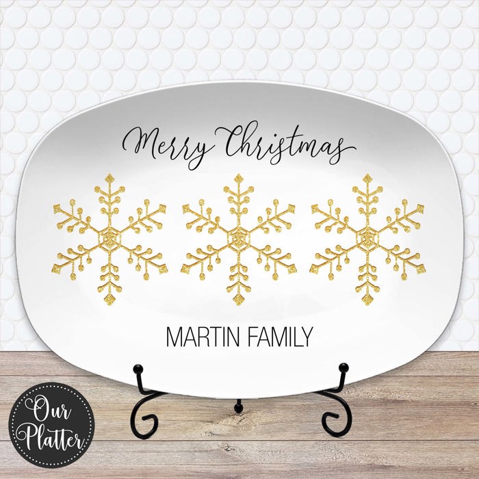 Personalized Holiday Platters | Christmas | Hanukkah | Winter Festive | Snowflake Platter
