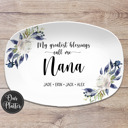 Blue Floral Personalized Platters for Mom & Grandma | My Greatest Blessings