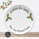  Personalized Cookies for Santa Plate | Holly Berry Design | Keepsake Christmas Eve Tradition