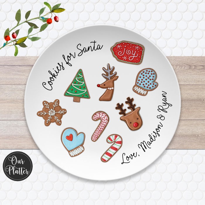 Cookies for Santa Personalized Plates | Keepsake Family Tradition | Cookies and Milk for Santa