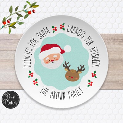 Santa Cookie Plate | Personalized Cookies for Santa & Carrots for Reindeer Plate |  Christmas Eve Holiday Keepsake | Santa Plate for Kids