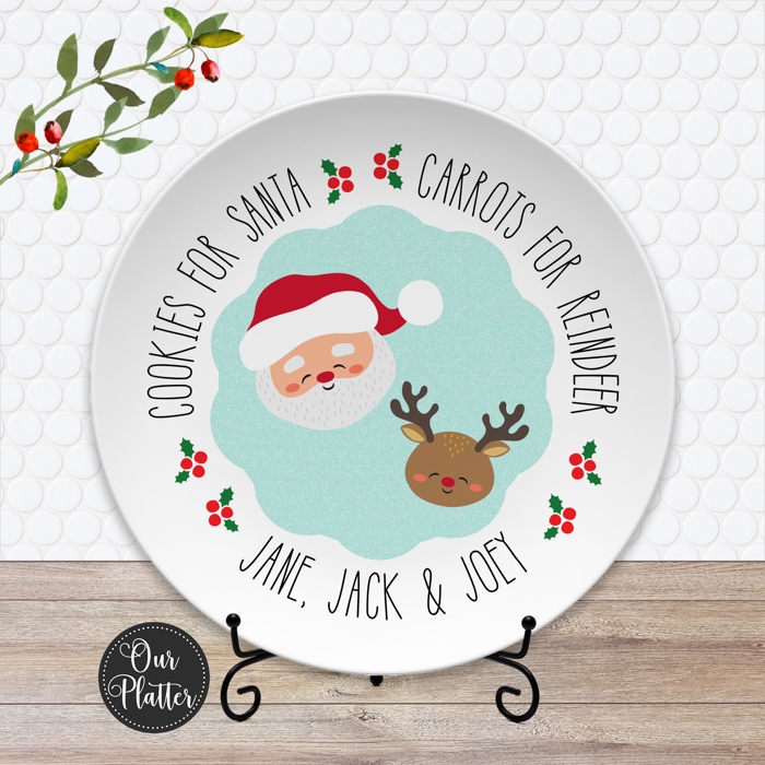 Santa Cookie Plate | Personalized Cookies for Santa & Carrots for Reindeer Plate |  Christmas Eve Holiday Keepsake | Santa Plate for Kids