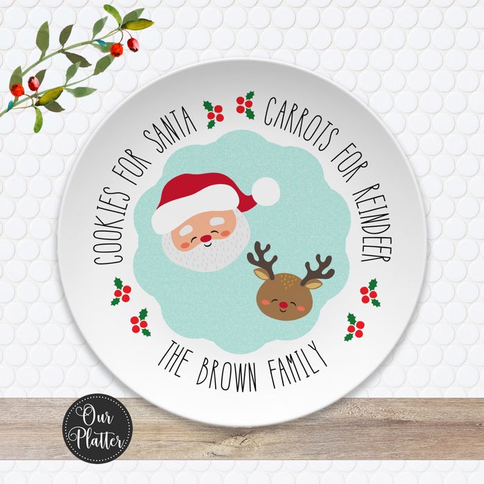 Santa Cookie Plate | Personalized Cookies for Santa & Carrots for Reindeer Plate |  Christmas Eve Holiday Keepsake | Santa Plate for Kids