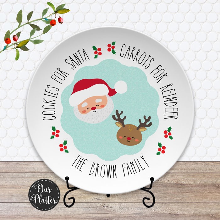 Santa Cookie Plate | Personalized Cookies for Santa & Carrots for Reindeer Plate |  Christmas Eve Holiday Keepsake | Santa Plate for Kids