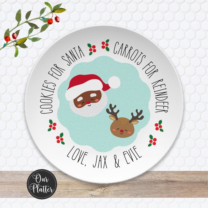 Santa Cookie Plate | Personalized Cookies for Santa & Carrots for Reindeer Plate |  Christmas Eve Holiday Keepsake | Santa Plate for Kids