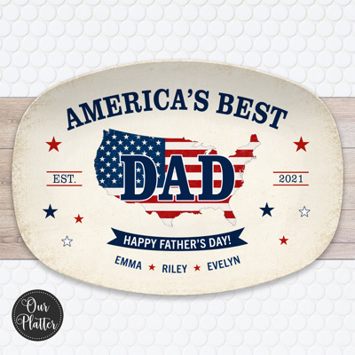 America's Best Dad Personalized Platter | Summer Americana Decor