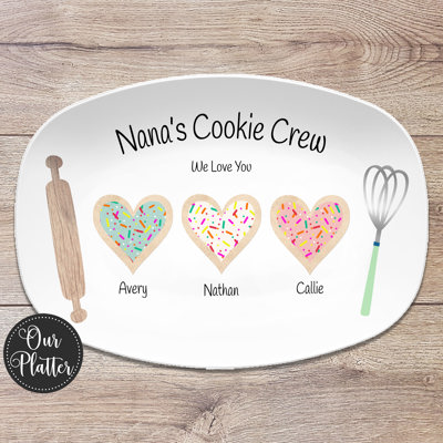 Personalized Cookie Plate – Favorite Cookie Crew – Perfect Batch – Gift for Mom, Grandma – Heart Sugar Cookies