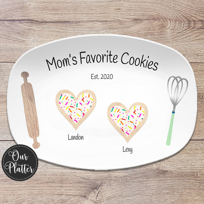 Personalized Cookie Plate – Favorite Cookie Crew – Perfect Batch – Gift for Mom, Grandma – Heart Sugar Cookies