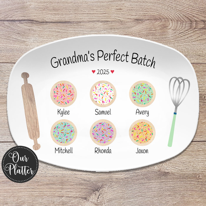 Personalized Cookie Plate | Perfect Batch |  Cookie Crew | Gift for Nana, Mom, or Grandma with Kids’ Names