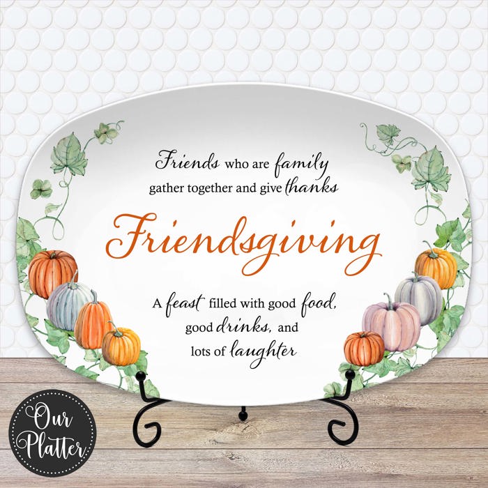 Personalized Thanksgiving Platter | Custom Fall Serving Tray | Family Gathering Dish | Autumn Table Decor | Gratitude & Blessings Gift