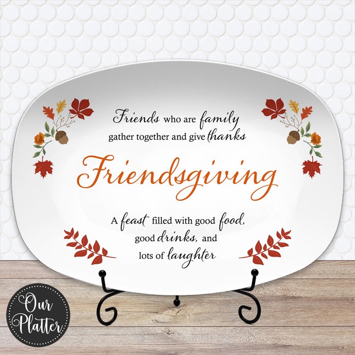 Personalized Thanksgiving Platter | Custom Fall Serving Tray | Family Gathering Dish | Autumn Table Decor | Gratitude & Blessings Gift