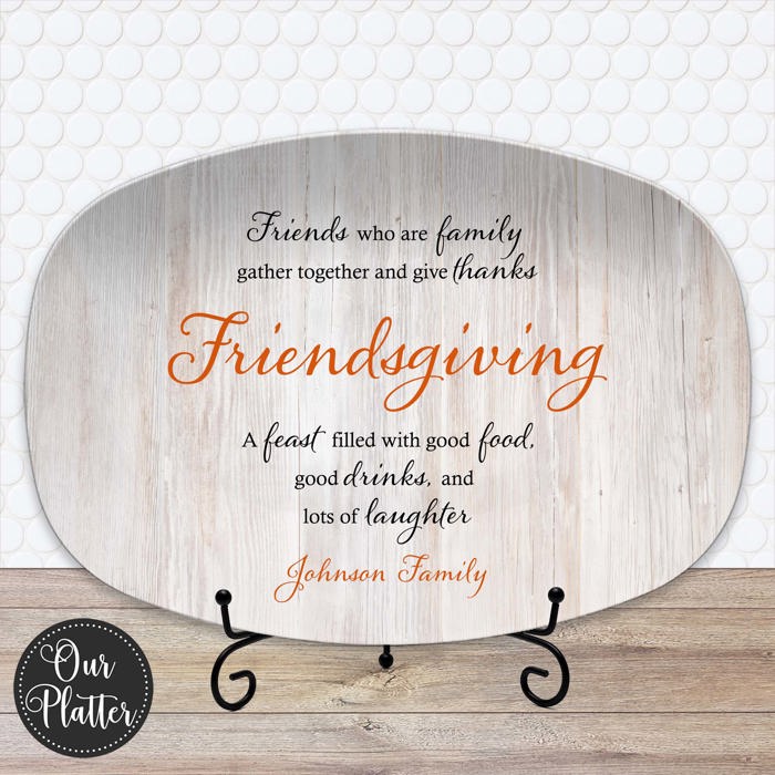 Personalized Thanksgiving Platter | Custom Fall Serving Tray | Family Gathering Dish | Autumn Table Decor | Gratitude & Blessings Gift