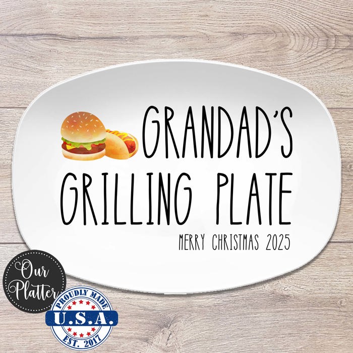 Personalized Grilling BBQ Platter | Large Text Design | Gift for Dad | Made in the USA