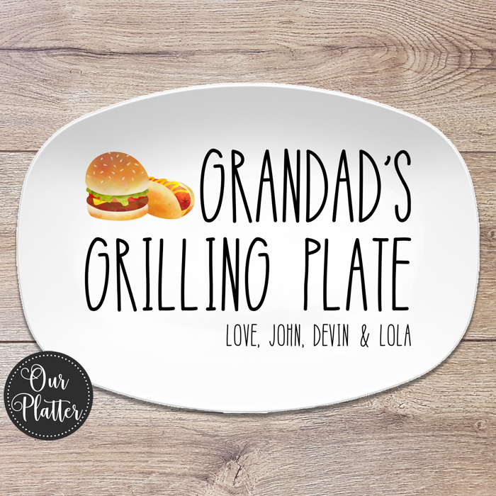 Personalized Grilling BBQ Platter | Large Text Design | Gift for Dad | Made in the USA