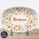  Personalized Fall Platter | Thanksgiving Serving Tray with Custom Family Name | Hostess Gift, Autumn Pumpkin Table Decor