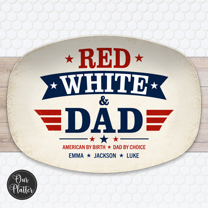 America's Best Dad Personalized Platter | Summer Americana Decor