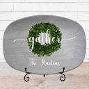 Platter + Plate Stand Personalized Family Platter – Custom Holiday Serving Tray, Boxwood Berry Design, Dishwasher Safe Kitchen Gift