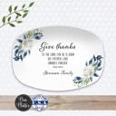 Platter Only Blue Floral Personalized Give Thanks Platter | Custom Scripture Serving Tray |  Family Dinner Prayer | Faith Gift for Any Season