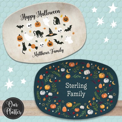 Fall Halloween Personalized Platters | Custom Fall Hosting Decor Serving Tray