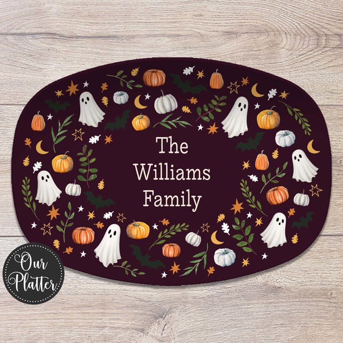 Fall Halloween Personalized Platters | Custom Fall Hosting Decor Serving Tray
