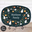 Platter + Plate Stand Moody Ghost - Midnight Teal Fall Halloween Personalized Platters | Custom Fall Hosting Decor Serving Tray