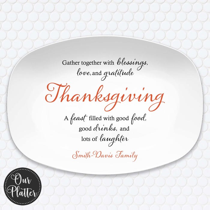 Personalized Thanksgiving Platter | Custom Fall Serving Tray | Family Gathering Dish | Autumn Table Decor | Gratitude & Blessings Gift