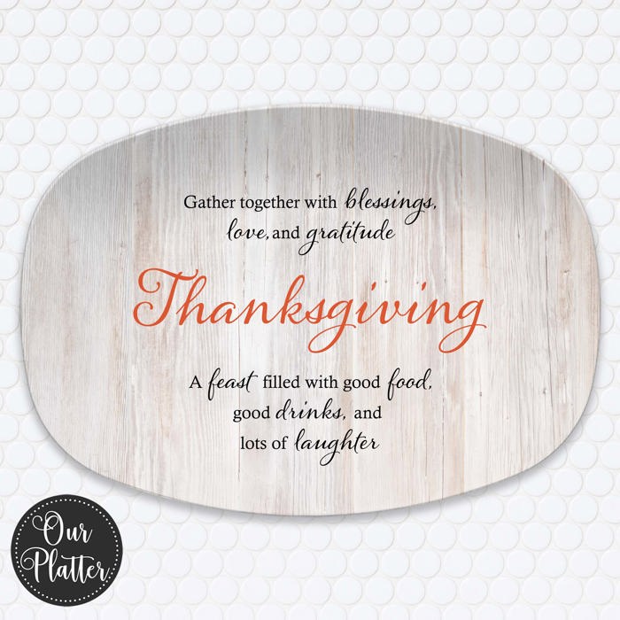 Personalized Thanksgiving Platter | Custom Fall Serving Tray | Family Gathering Dish | Autumn Table Decor | Gratitude & Blessings Gift