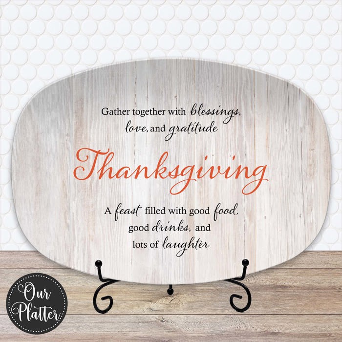 Personalized Thanksgiving Platter | Custom Fall Serving Tray | Family Gathering Dish | Autumn Table Decor | Gratitude & Blessings Gift