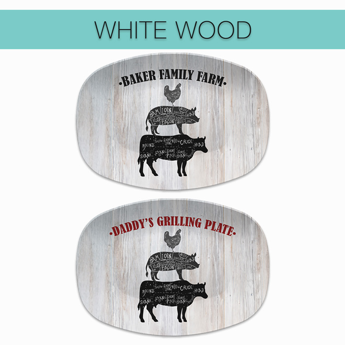 BBQ Grilling Serving Platter | Butcher Cuts - Cow Pig Chicken | Made in the USA