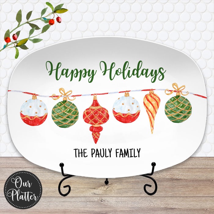 Personalized Holiday Platters | Christmas | Hanukkah | Winter Festive | Snowflake Platter