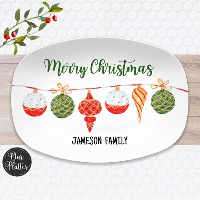 Personalized Holiday Platters | Christmas | Hanukkah | Winter Festive | Snowflake Platter