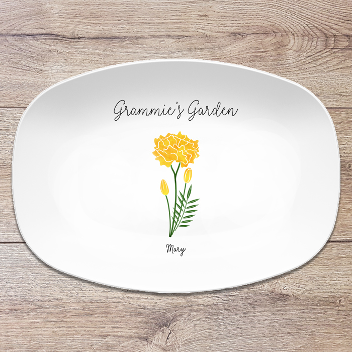 Birth Month Flower Family Personalized Platter, Mother's Day Custom Gift, Grandma's Garden, Gift from kids