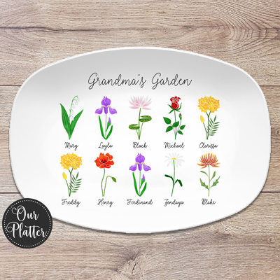 Birth Month Flower Family Personalized Platter, Mother's Day Custom Gift, Grandma's Garden, Gift from kids