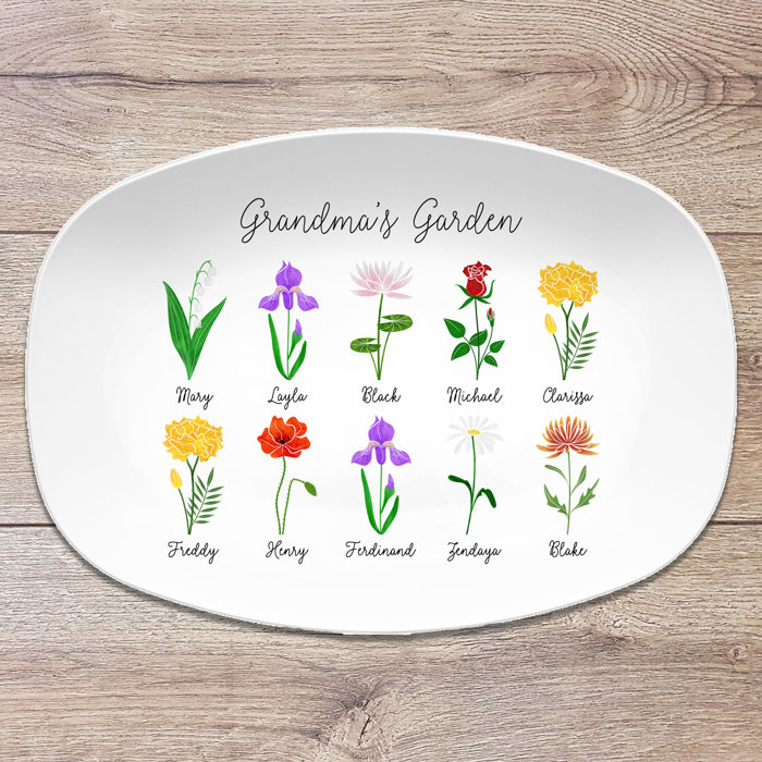Birth Month Flower Family Personalized Platter, Mother's Day Custom Gift, Grandma's Garden, Gift from kids