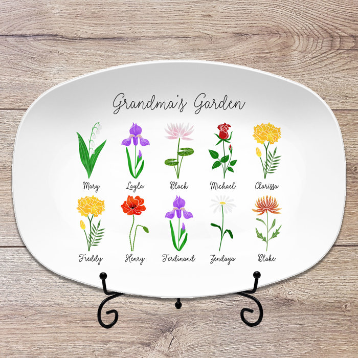 Birth Month Flower Family Personalized Platter, Mother's Day Custom Gift, Grandma's Garden, Gift from kids