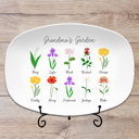 10 Flowers Platter + Plate Stand Birth Month Flower Family Personalized Platter, Mother's Day Custom Gift, Grandma's Garden, Gift from kids