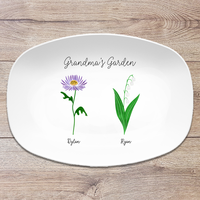 Birth Month Flower Family Personalized Platter, Mother's Day Custom Gift, Grandma's Garden, Gift from kids
