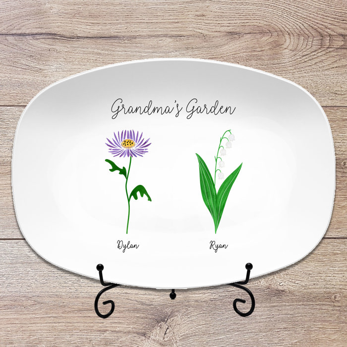 Birth Month Flower Family Personalized Platter, Mother's Day Custom Gift, Grandma's Garden, Gift from kids