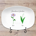 2 Flowers Platter + Plate Stand Birth Month Flower Family Personalized Platter, Mother's Day Custom Gift, Grandma's Garden, Gift from kids
