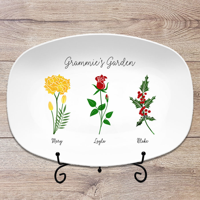 Birth Month Flower Family Personalized Platter, Mother's Day Custom Gift, Grandma's Garden, Gift from kids