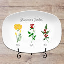 3 Flowers Platter + Plate Stand Birth Month Flower Family Personalized Platter, Mother's Day Custom Gift, Grandma's Garden, Gift from kids