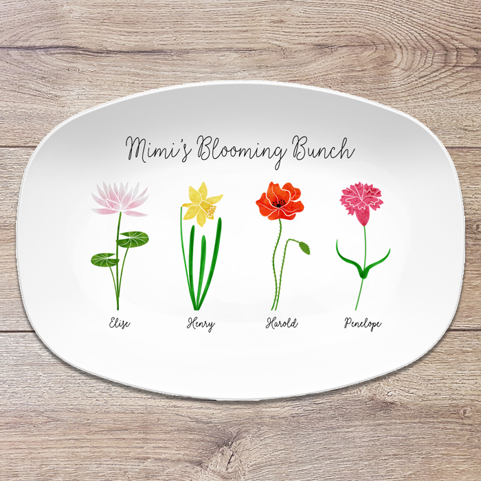 Birth Month Flower Family Personalized Platter, Mother's Day Custom Gift, Grandma's Garden, Gift from kids